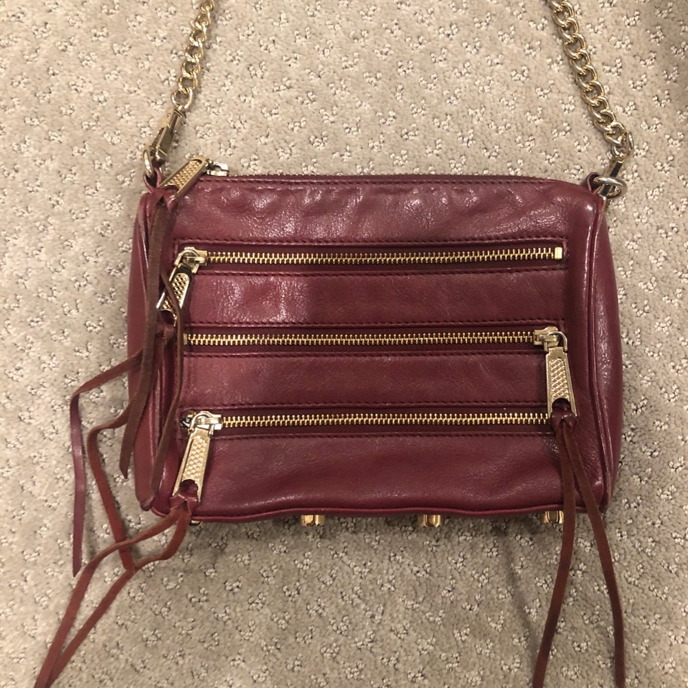 Rebecca Minkoff Moto 3-zip Crossbody Garnet